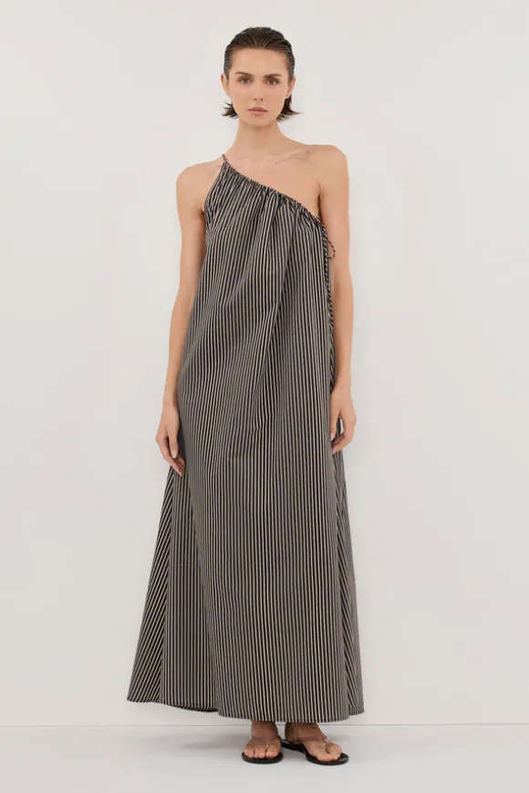 PALMA BITTER CHOC SILK BLEND MIDI DRESS