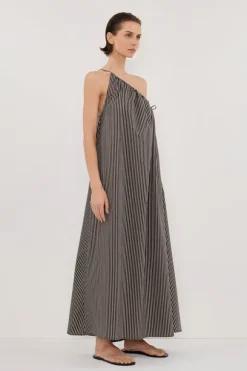 PALMA BITTER CHOC SILK BLEND MIDI DRESS