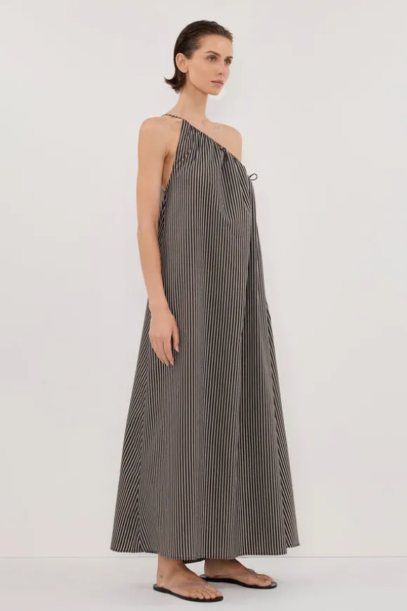 PALMA BITTER CHOC SILK BLEND MIDI DRESS