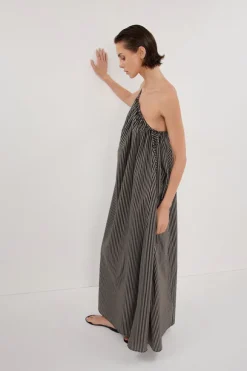 PALMA BITTER CHOC SILK BLEND MIDI DRESS