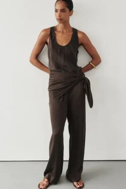 PERCY BITTER CHOC SILK PANT