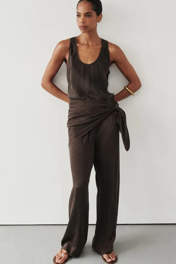 PERCY BITTER CHOC SILK PANT
