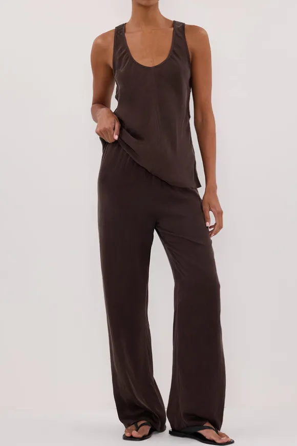 PERCY BITTER CHOC SILK PANT