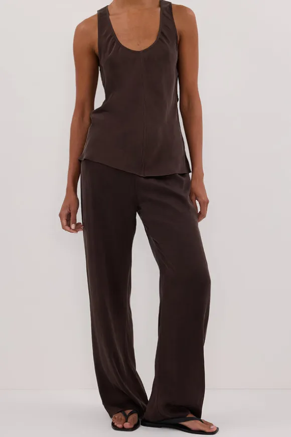 PERCY BITTER CHOC SILK PANT
