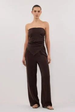 PERCY BITTER CHOC SILK SCARF TOP