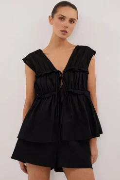 QUINN BLACK LINEN SHORT