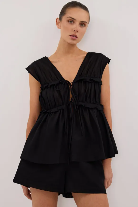QUINN BLACK LINEN SHORT