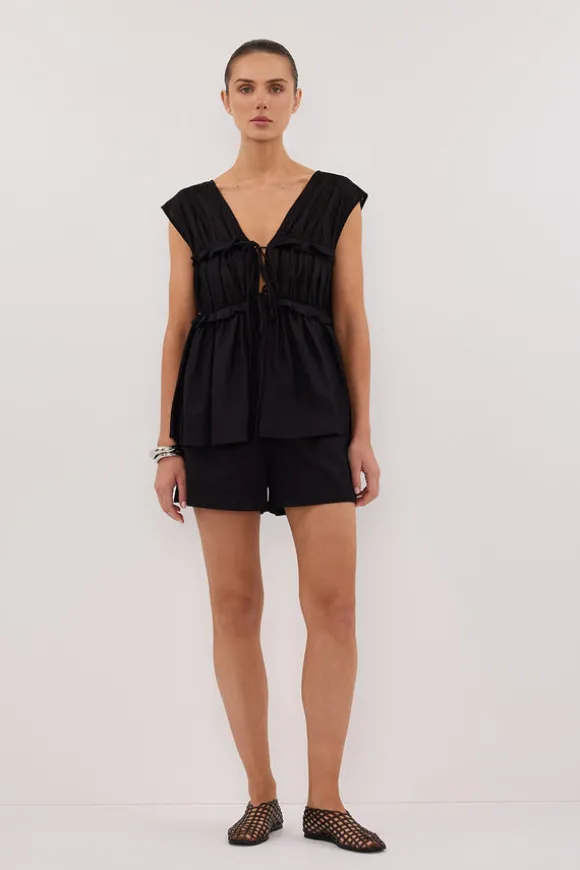 QUINN BLACK LINEN SHORT