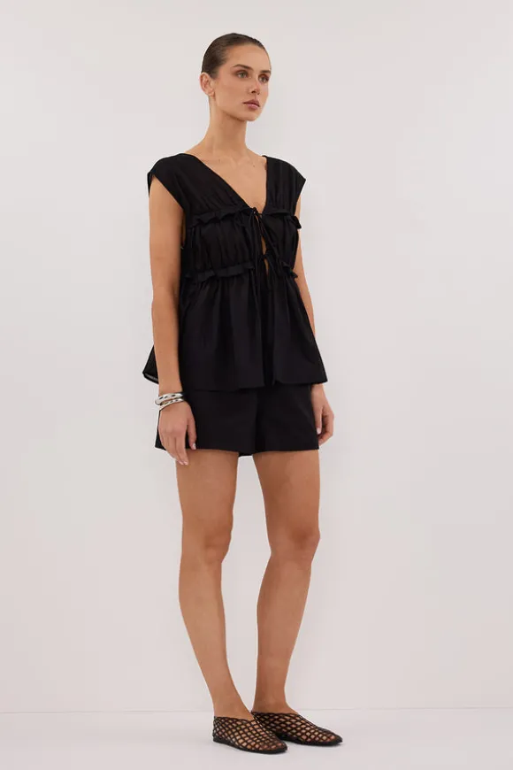 QUINN BLACK LINEN SHORT