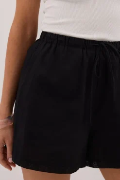 QUINN BLACK LINEN SHORT