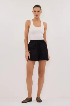 QUINN BLACK LINEN SHORT