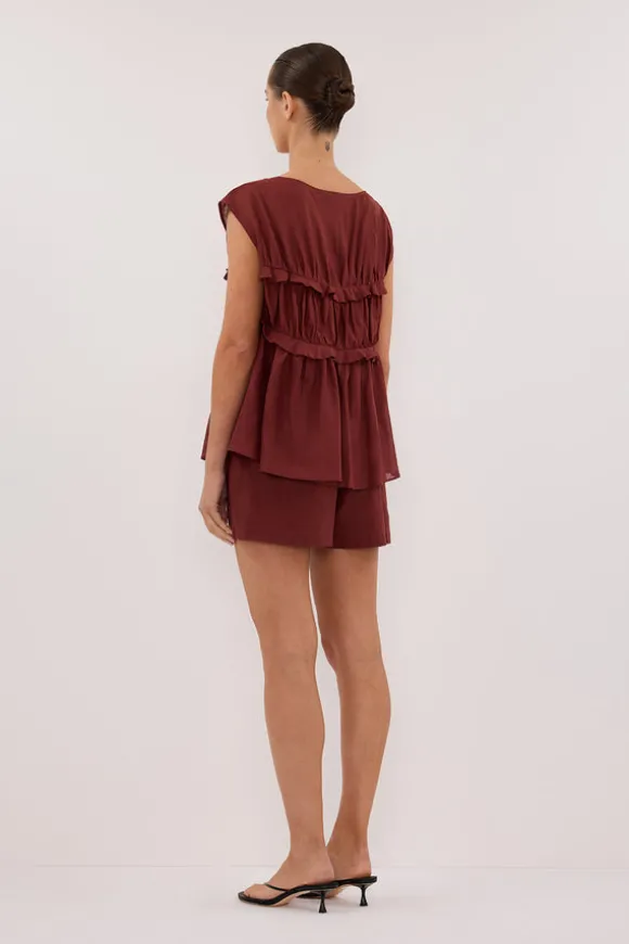 QUINN SAHARA LINEN RUFFLE TOP