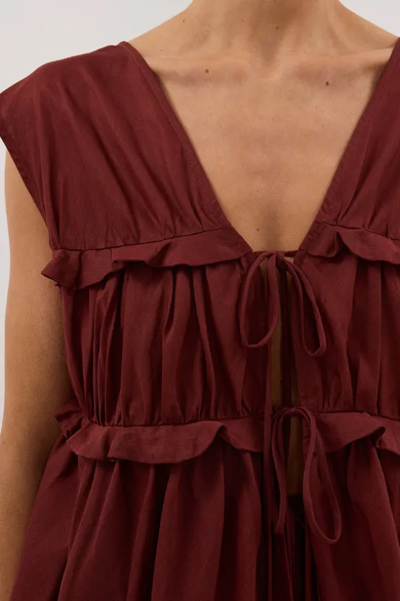 QUINN SAHARA LINEN RUFFLE TOP