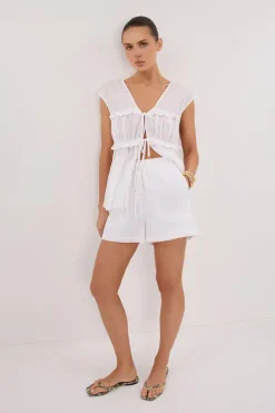 QUINN WHITE LINEN SHORT