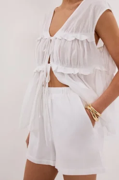QUINN WHITE LINEN SHORT