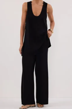 RAY BLACK WIDE LEG KNIT PANT