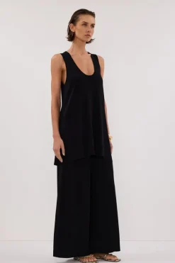 RAY BLACK WIDE LEG KNIT PANT