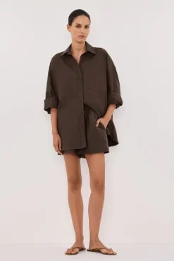 RHEA BITTER CHOC OVERSIZED COTTON SHIRT