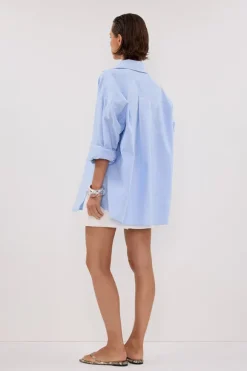 RHEA BLUE OVERSIZED COTTON SHIRT