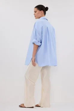 RHEA BLUE OVERSIZED COTTON SHIRT