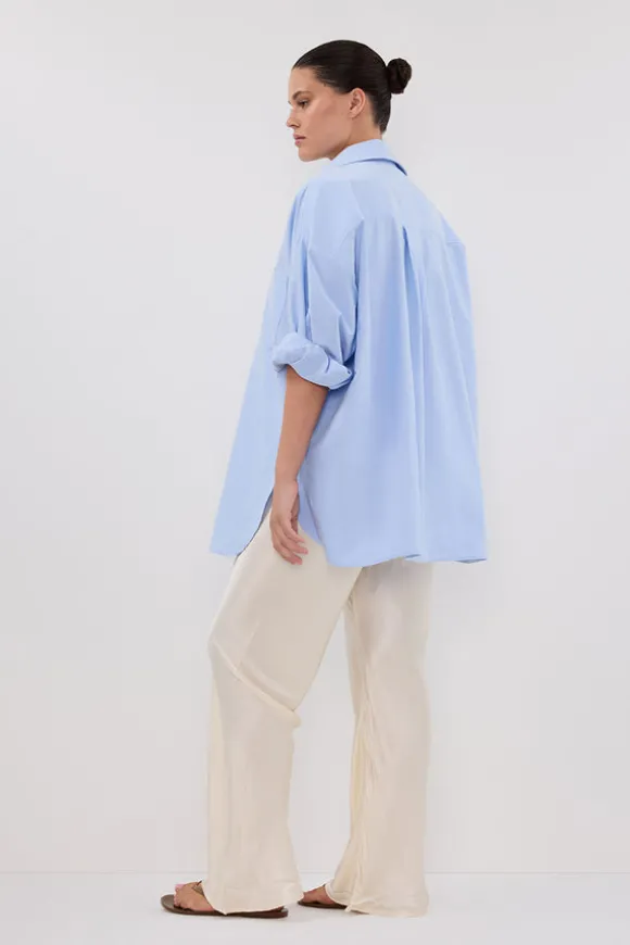 RHEA BLUE OVERSIZED COTTON SHIRT
