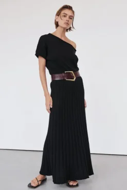 RICK BLACK ASYM KNIT MIDI DRESS