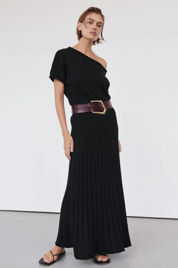 RICK BLACK ASYM KNIT MIDI DRESS