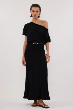 RICK BLACK ASYM KNIT MIDI DRESS