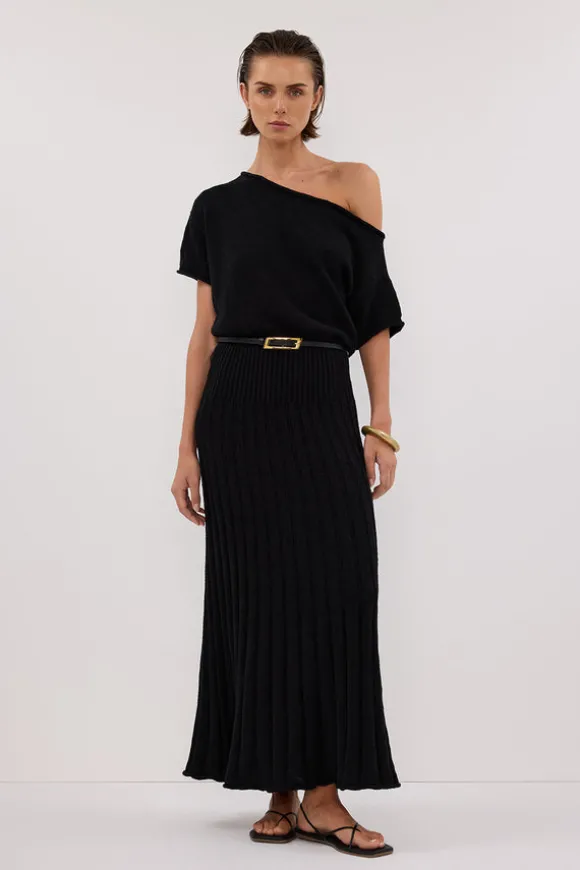 RICK BLACK ASYM KNIT MIDI DRESS