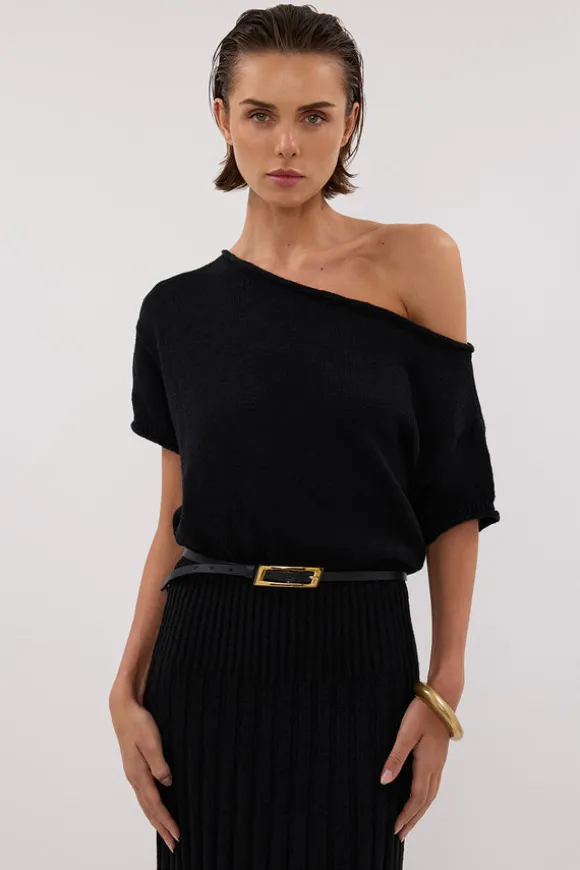 RICK BLACK ASYM KNIT MIDI DRESS