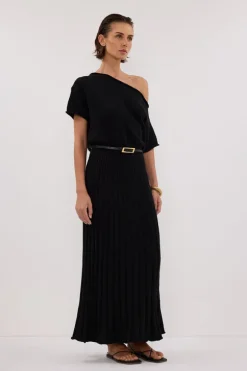 RICK BLACK ASYM KNIT MIDI DRESS