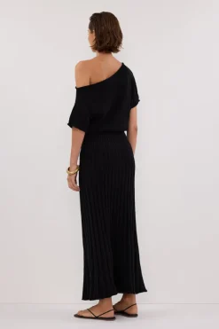 RICK BLACK ASYM KNIT MIDI DRESS