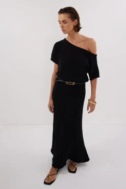 RICK BLACK ASYM KNIT MIDI DRESS