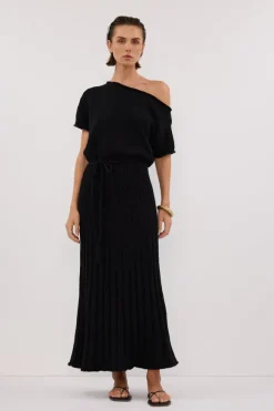 RICK BLACK ASYM KNIT MIDI DRESS