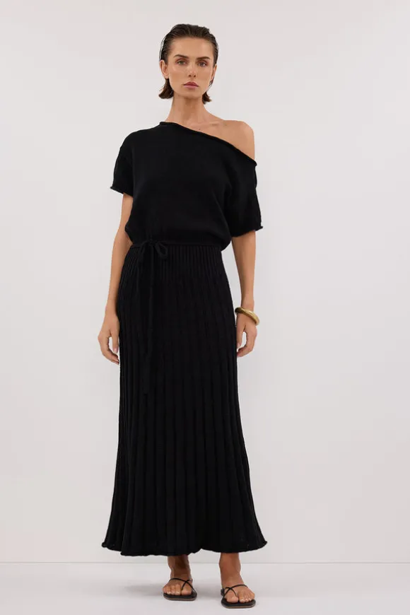 RICK BLACK ASYM KNIT MIDI DRESS