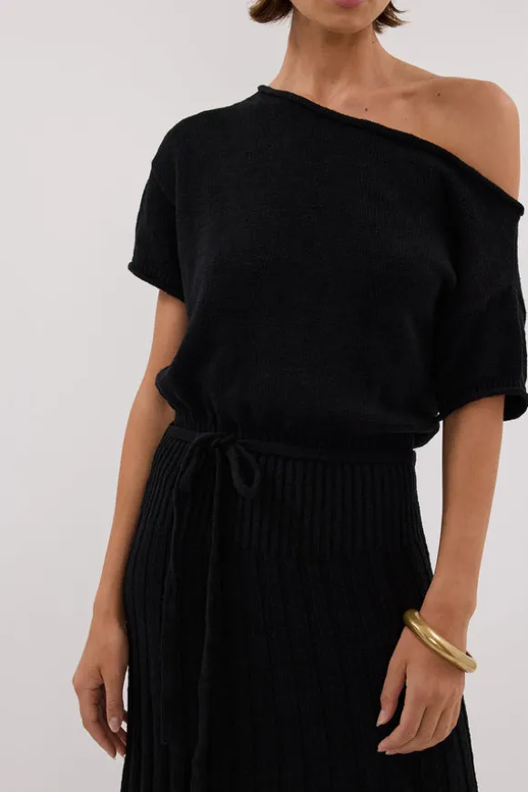 RICK BLACK ASYM KNIT MIDI DRESS