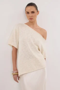 RICK CREAM ASYM KNIT TOP