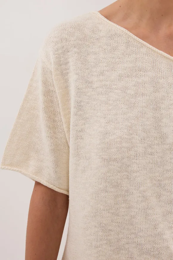 RICK CREAM ASYM KNIT TOP