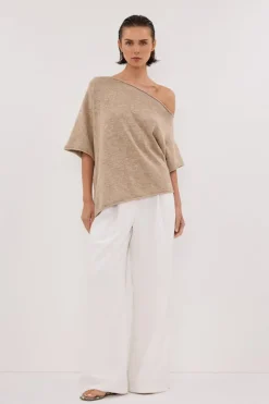 RICK NATURAL ASYM KNIT TOP