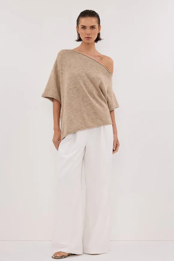 RICK NATURAL ASYM KNIT TOP