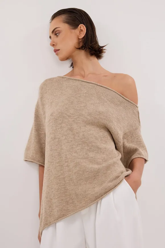 RICK NATURAL ASYM KNIT TOP