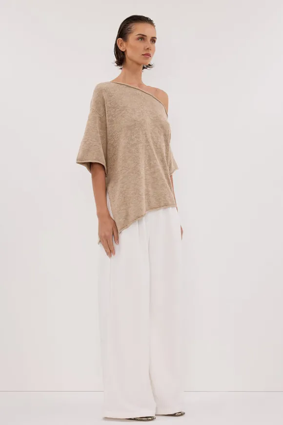 RICK NATURAL ASYM KNIT TOP