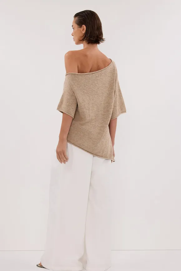 RICK NATURAL ASYM KNIT TOP