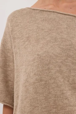 RICK NATURAL ASYM KNIT TOP