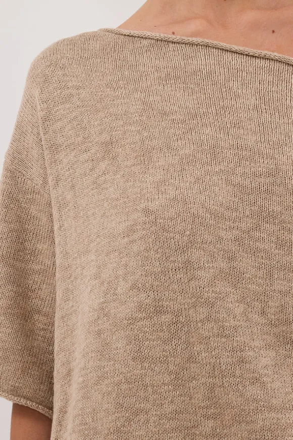 RICK NATURAL ASYM KNIT TOP