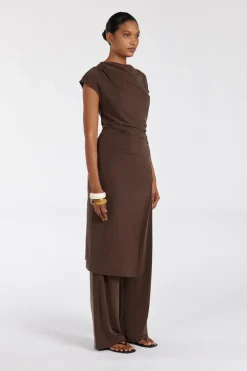 RIO BITTER CHOC DRAPED TUNIC TOP