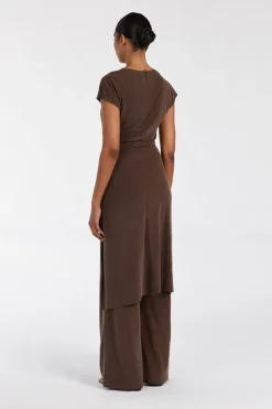 RIO BITTER CHOC DRAPED TUNIC TOP