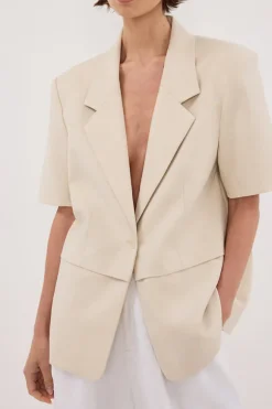 RITA SAND SHORT SLEEVE BLAZER