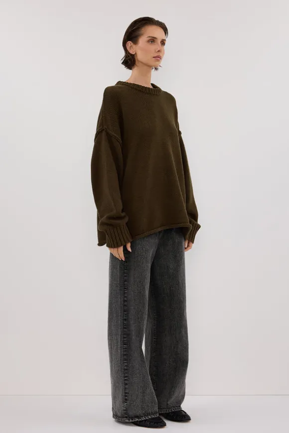 ROY OLIVE LONGLINE KNIT JUMPER
