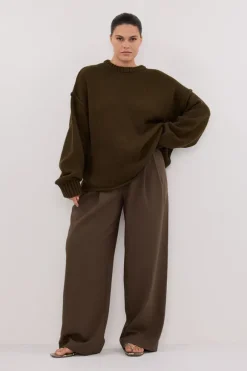 ROY OLIVE LONGLINE KNIT JUMPER